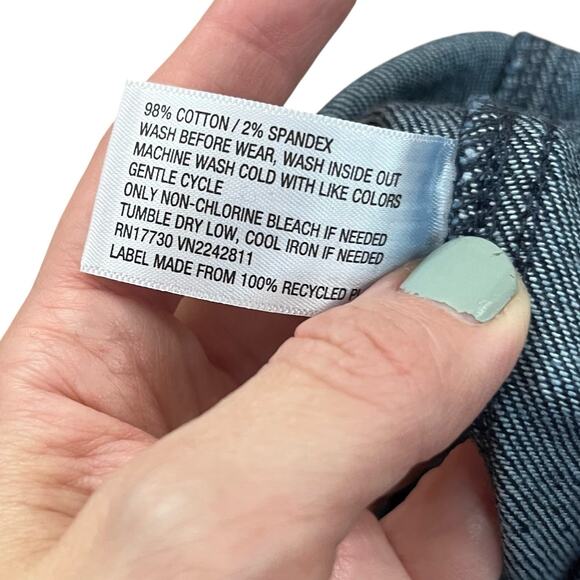 Universal Thread Denim Jumpsuit 8 Wide Leg Cropped Dark Wash Blue Button Down - Picture 6 of 8